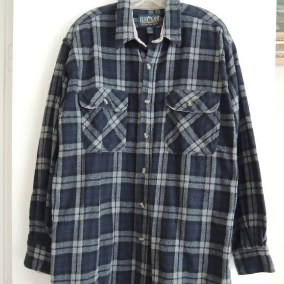 Mens Shirt Jacket Size 2XLT Elkmont Outfitters Heavyweight Cotton Plaid Shacket